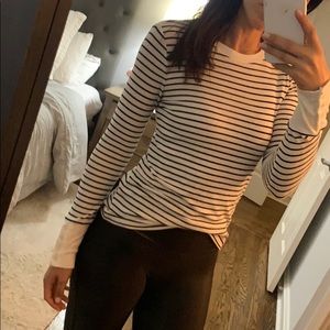 Striped sweater with button cuff detail